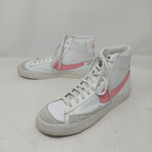 Nike Blazer Mid Top 77 White Pink Leather Sneakers Streetwear CZ1055-144 Sz 8.5 - Picture 1 of 9